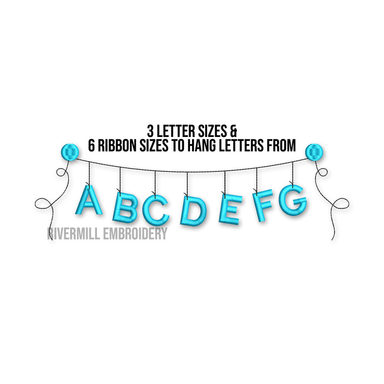 Hanging Letters Machine Embroidery Font Alphabet