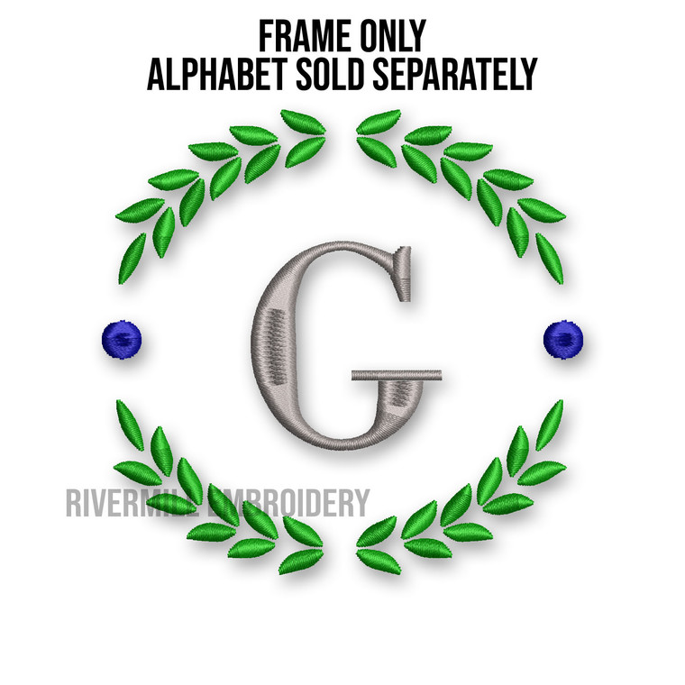Laurel Leaf Monogram Frame Machine Embroidery Design