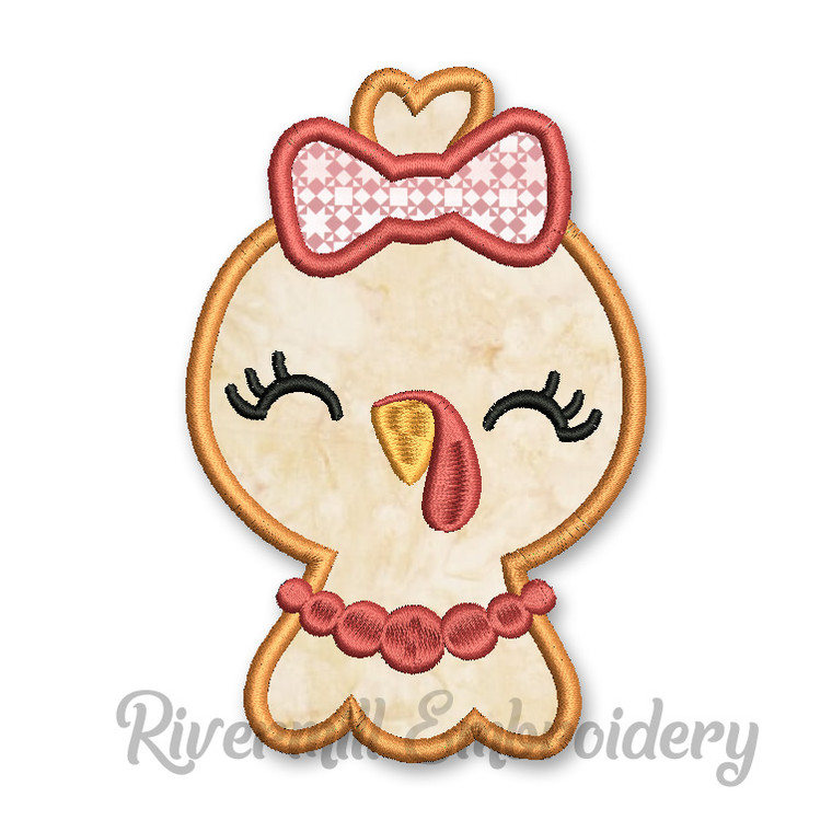 Turkey With A Bow Thanksgiving Applique Machine Embroidery Design