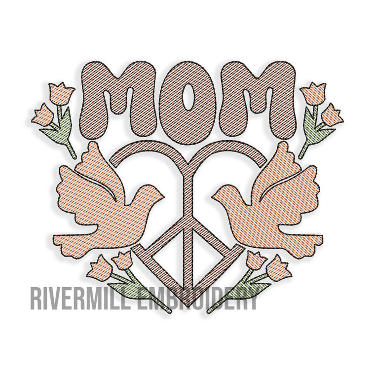 Mom With Doves Sketch Machine Embroidery Design