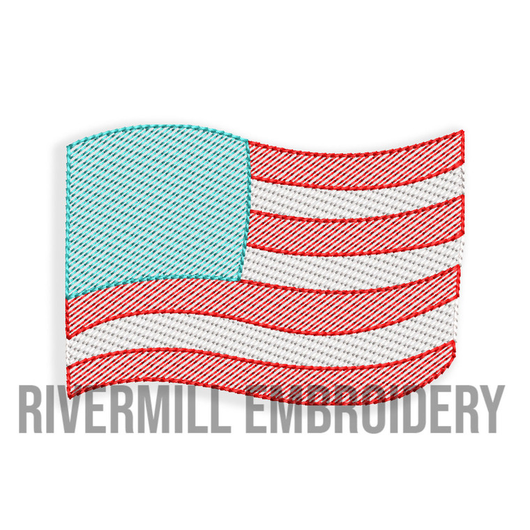 Mini American Flag Sketch Machine Embroidery Design