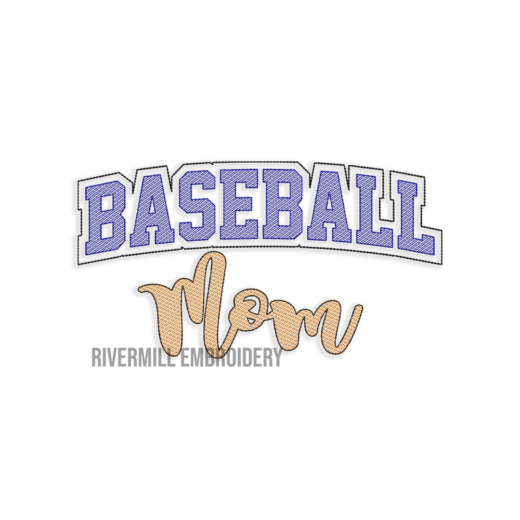 Baseball Mom Sketch Machine Embroidery Design