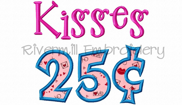 Applique Kisses 25 Cents Machine Embroidery Design