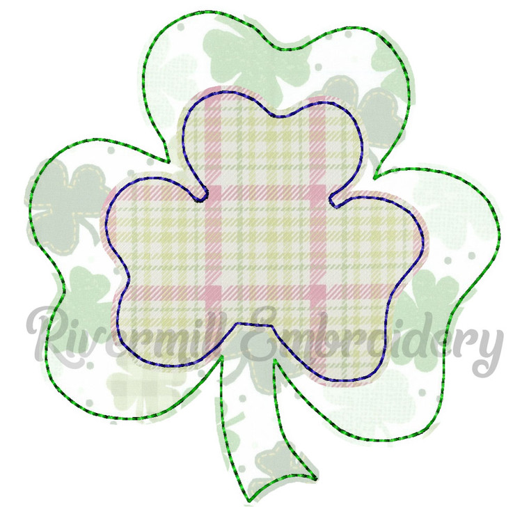 Shamrock 2 Layer Raggy Applique Machine Embroidery Design