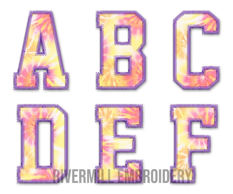 Zig Zag Edge Varsity Collegiate Applique Machine Embroidery Alphabet Style 2