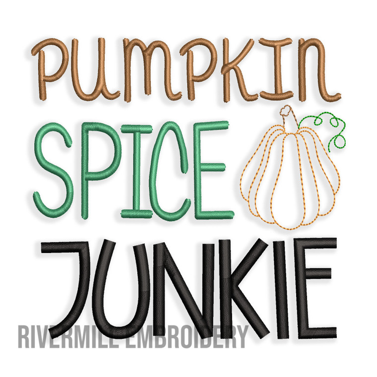 Pumpkin Spice Junkie Machine Embroidery Design