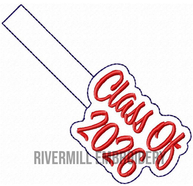 Class Of 2026 In The Hoop Snap Tab Key Fob Machine Embroidery Design