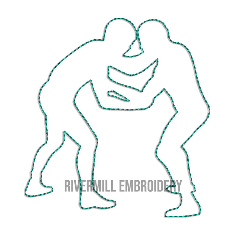 Mini Wrestlers Outline Machine Embroidery Design