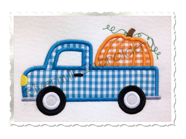 Pumpkin Truck Applique Machine Embroidery Design
