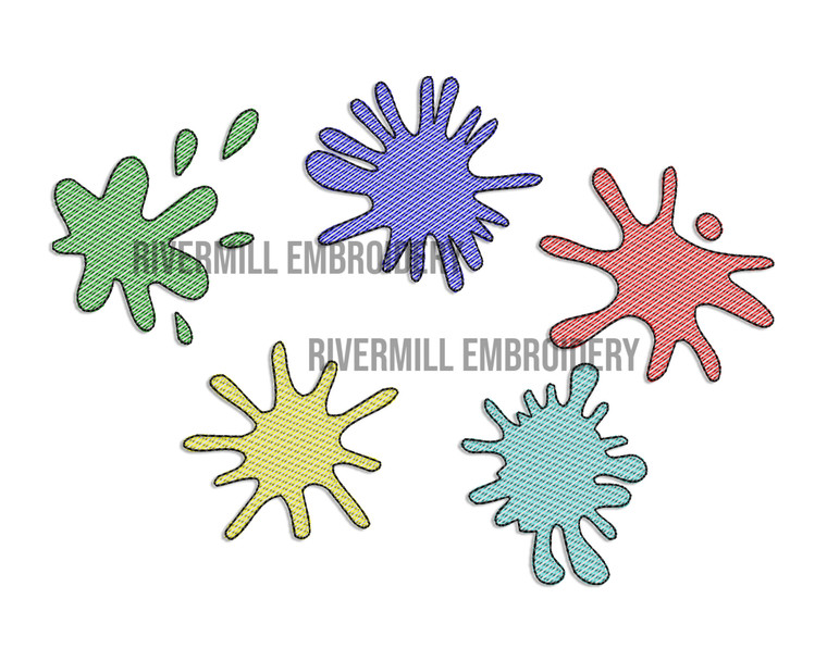 Small Sketch Paint Splatters Splotches Machine Embroidery Design - Set #2