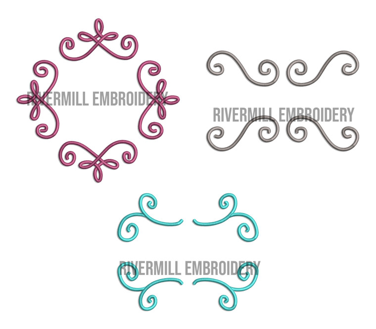 Monogram Frame Flourish Pack Machine Embroidery Design - Set #3