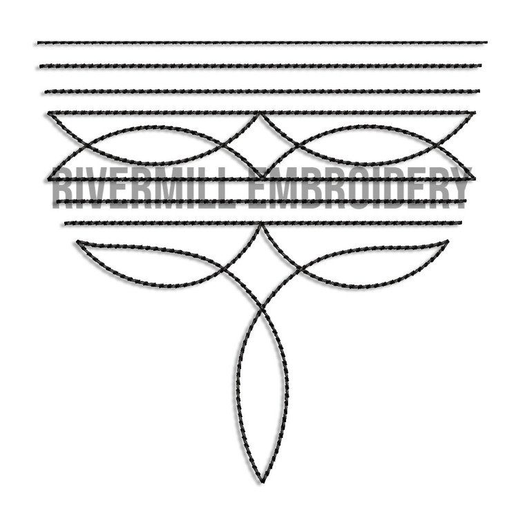 Large Western Cowboy Boot Toe Stitch Pattern Machine Embroidery Design