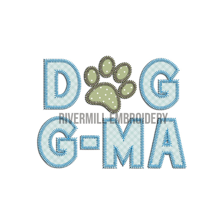 Zig Zag Applique Dog G-Ma Grandma Machine Embroidery Design