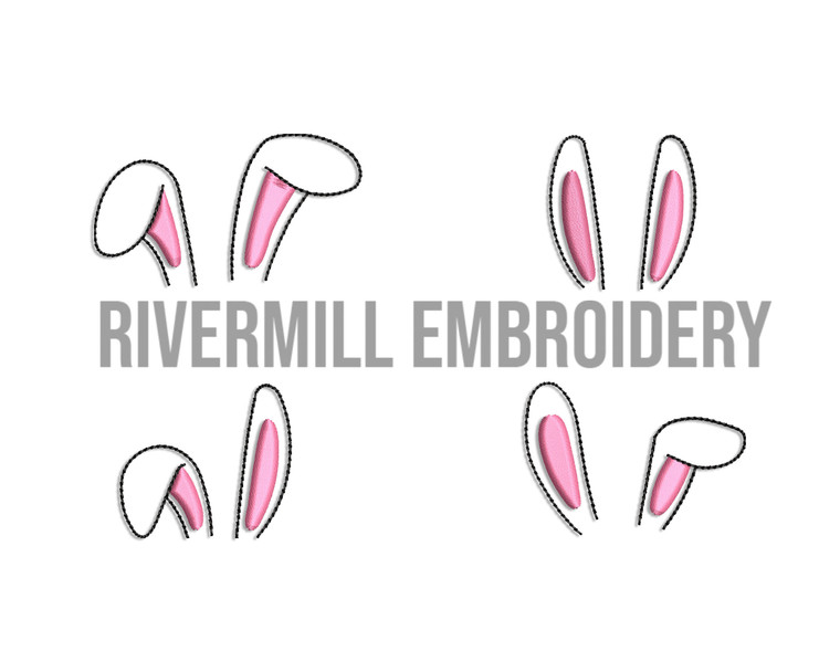 Set of 4 Mini Rabbit Ears Machine Embroidery Design - Set #1