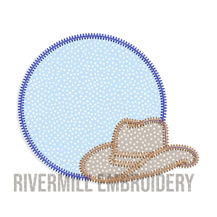 Zig Zag Applique Cowboy Hat Initial or Monogram Frame  Machine Embroidery Design