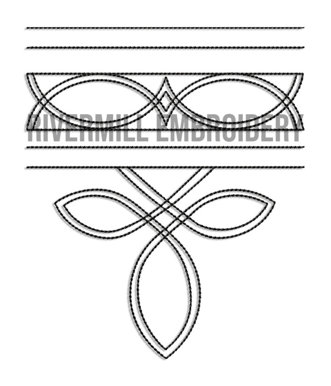 Western Cowboy Boot Toe Stitch Pattern Machine Embroidery Design #4