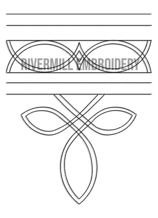 Large Western Cowboy Boot Toe Stitch Pattern Machine Embroidery Design #4