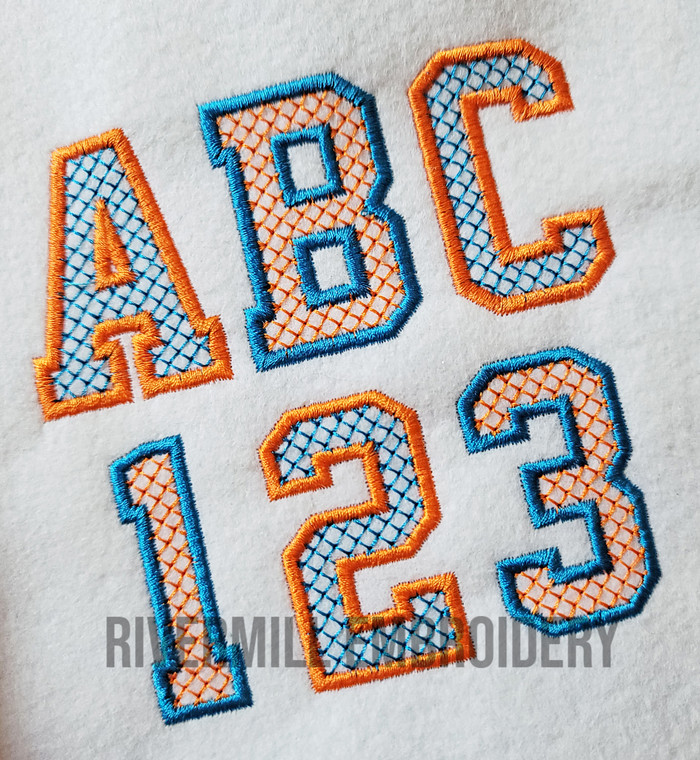 Varsity Diamond Pattern Fill Machine Embroidery Alphabet Style