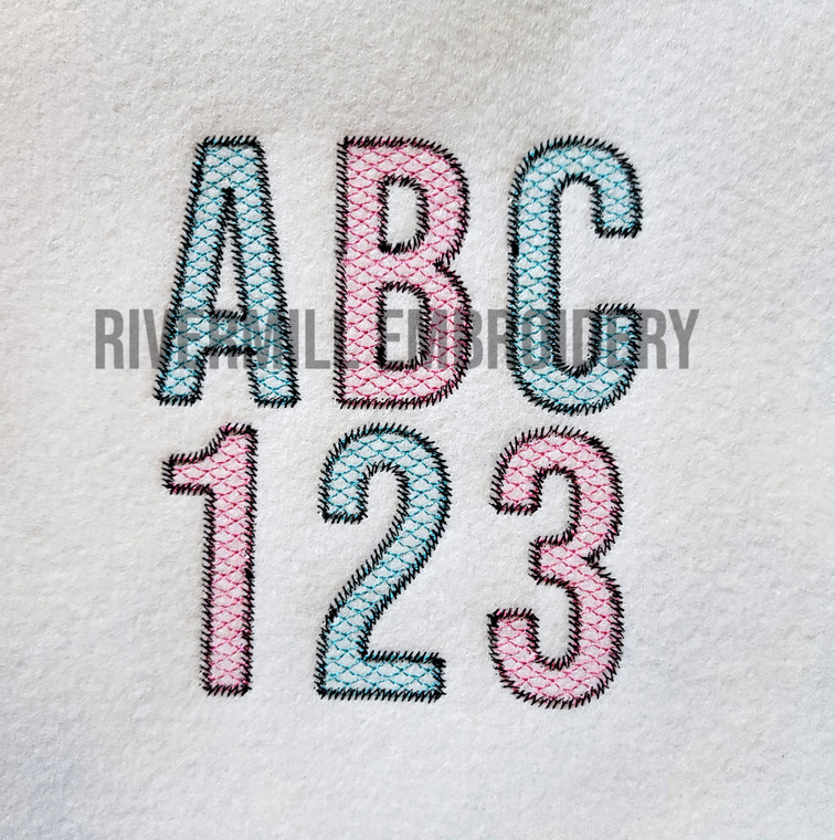 Walter Mermaid Scale Pattern Fill Machine Embroidery Alphabet