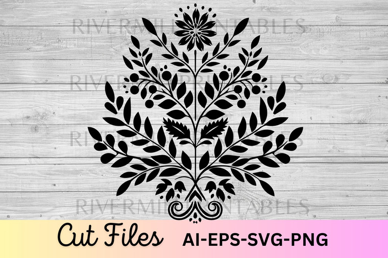 Folk Art Style Ornament SVG AI EPS Cut File