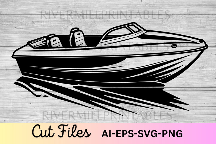 Boat in a Lake SVG AI EPS Cut File