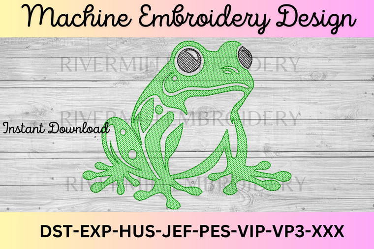 Cute Frog Machine Embroidery Design