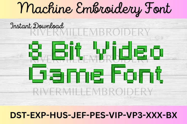 8 Bit Video Game Font Machine Embroidery Alphabet