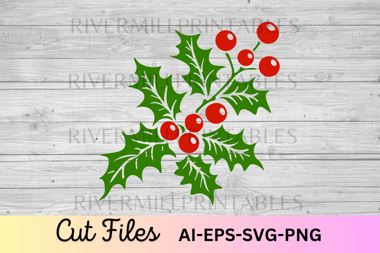 Holly & Berries SVG EPS DXF Cut File