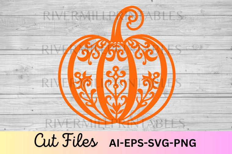 Pumpkin With Swirls SVG EPS DXF Cut File