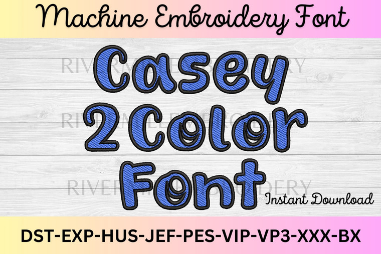 Casey Outline Two Color Font Machine Embroidery Alphabet
