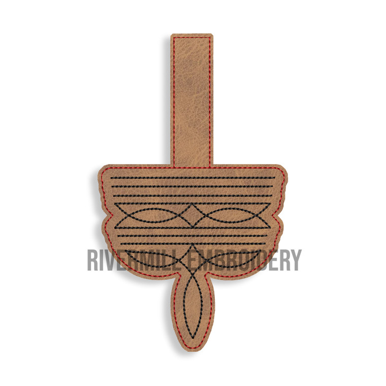 Cowboy Boot Toe Stitch In The Hoop Snap Tab Key Fob Machine Embroidery Design