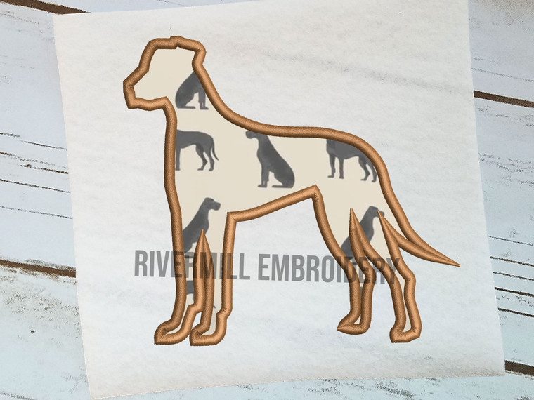 Applique Uncropped Great Dane Dog Silhouette Machine Embroidery Design
