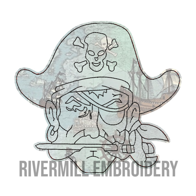 Raggy Applique Pirate Face Machine Embroidery Design