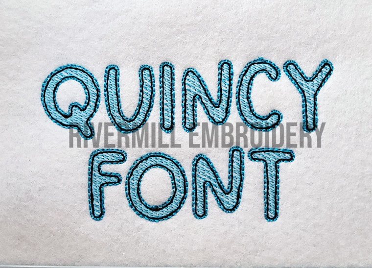Sketch Style Quincy Machine Embroidery Font Alphabet