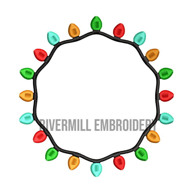 Christmas Lights Monogram or Initial Frame Machine Embroidery Design #2
