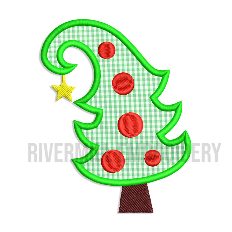 Whimsical Applique Christmas Tree Machine Embroidery Design