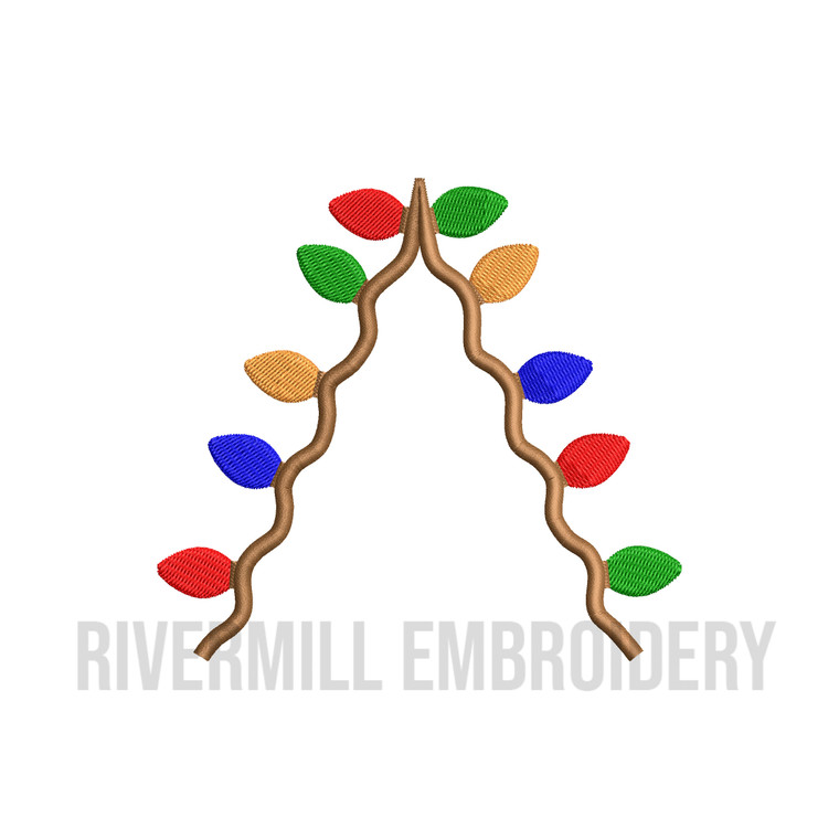 Christmas Lights Side Split Machine Embroidery Design