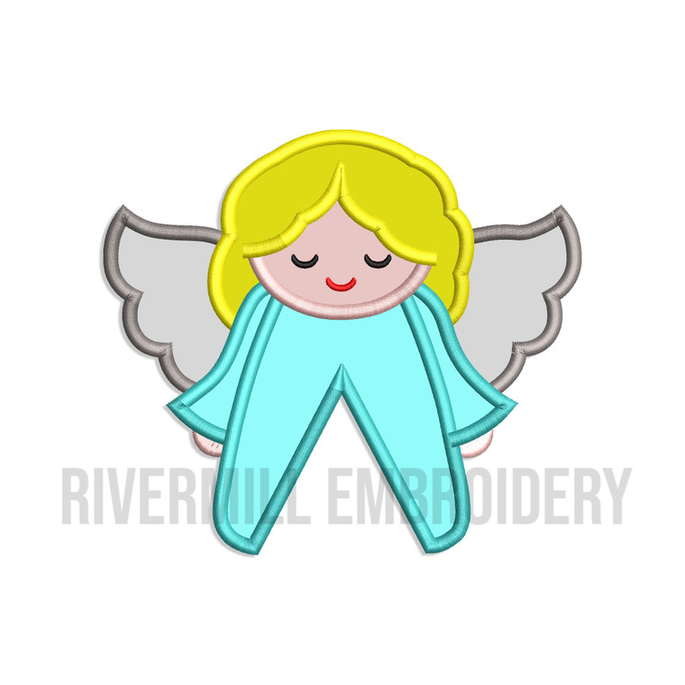 Angel Applique Side Split Machine Embroidery Design