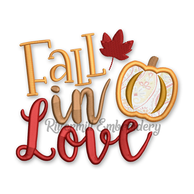 Fall In Love Applique Machine Embroidery Design