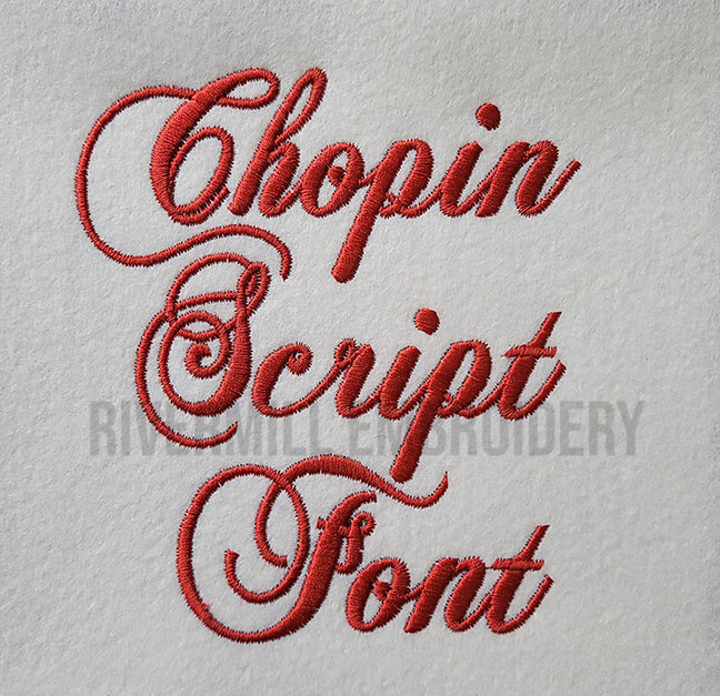 Chopin Script Machine Embroidery Font Alphabet