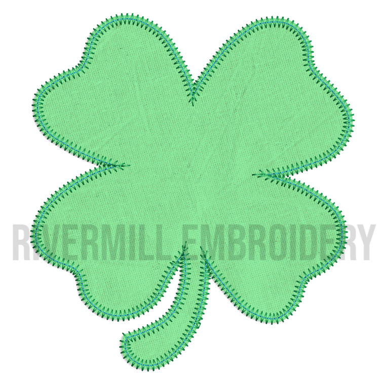 Zig Zag Applique Four Leaf Clover Machine Embroidery Design