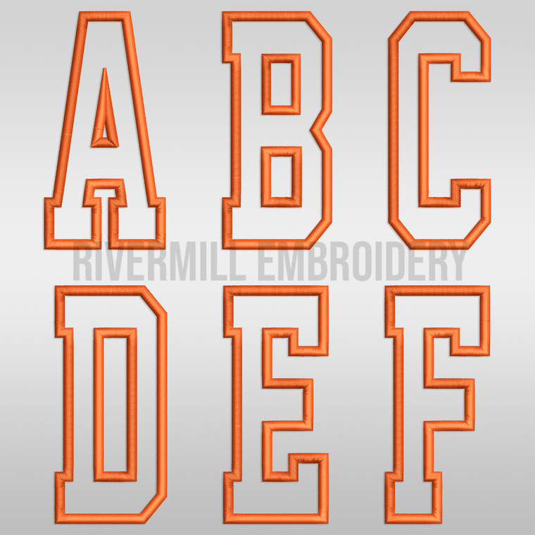 Tall Varsity Collegiate Applique Embroidery Font