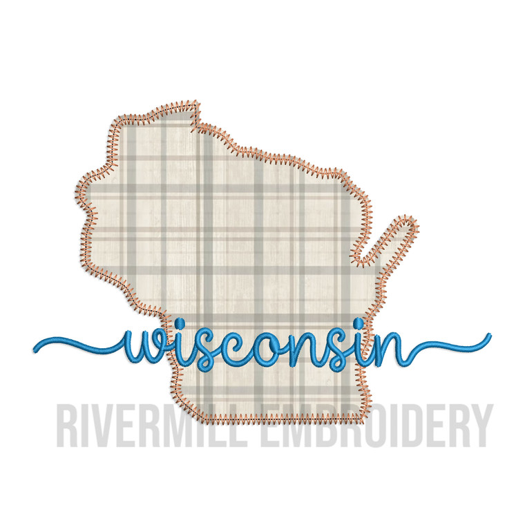 Zig Zag Wisconsin WI Applique Machine Embroidery Design