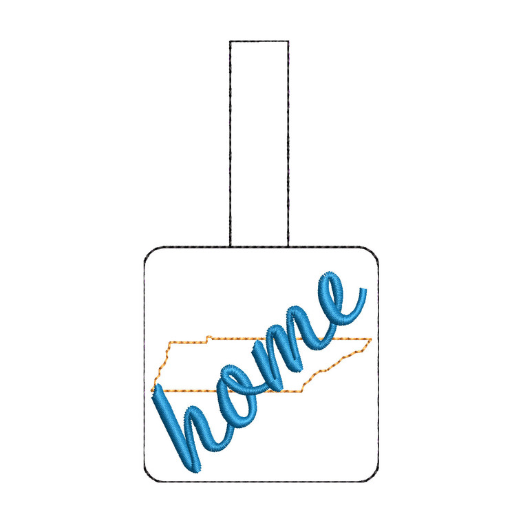 Tennessee Home In The Hoop Snap Tab Key Fob Machine Embroidery Design