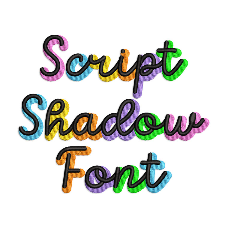 Script Shadow Machine Embroidery Alphabet