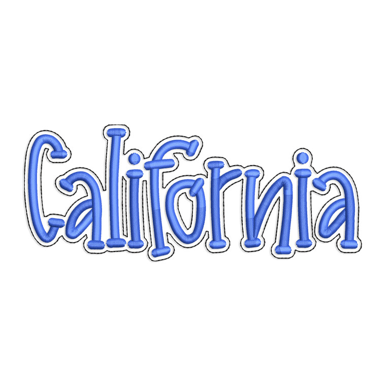California CA with a Bean Stitch Outline Machine Embroidery Design