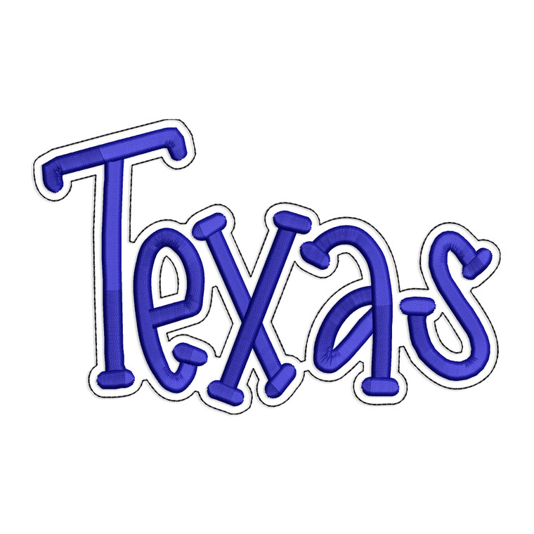 Texas TX with a Bean Stitch Outline Machine Embroidery Design