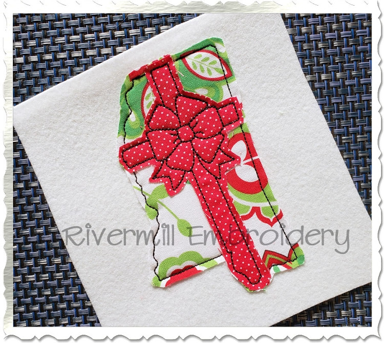 Mississippi With A Bow Raggy Applique Machine Embroidery Design