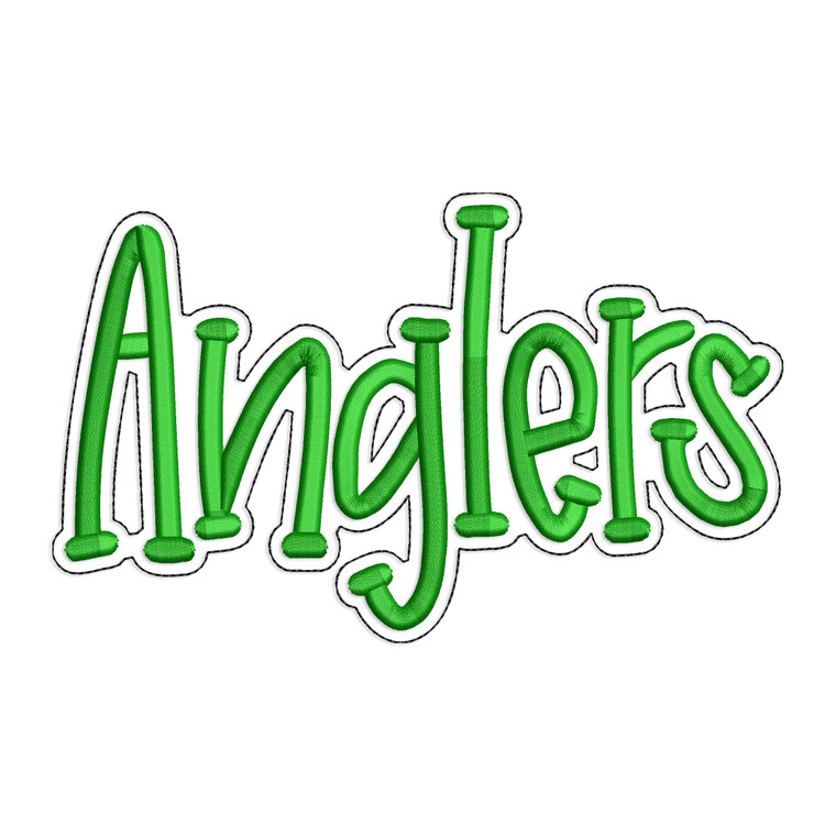 Anglers with a Bean Stitch Outline Machine Embroidery Design