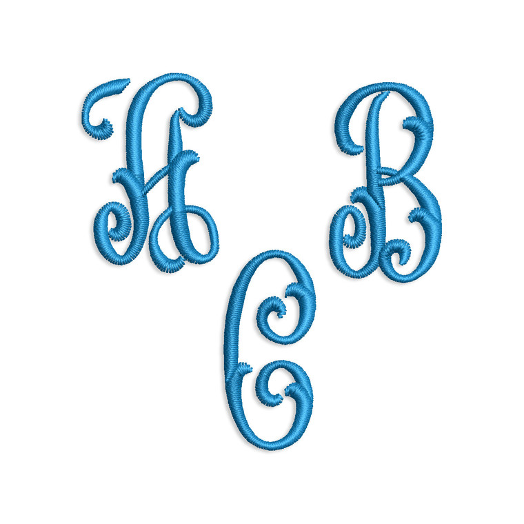 Arabesque Style 2 Monogram Machine Embroidery Font Alphabet - Small Sizes